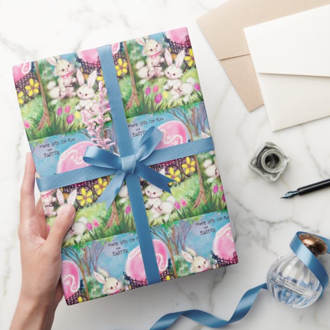 retro vintage Easter bunny Holiday Wrapping Paper (Gifting)