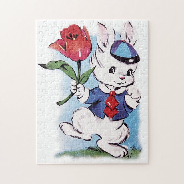 retro vintage Easter bunny Jigsaw Puzzle (Vertical)