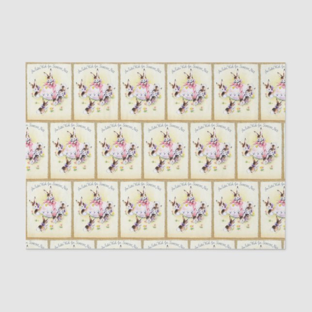 retro vintage Easter bunny party tiled Tissue Paper (Front)