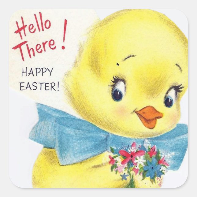 Retro vintage Easter chick Holiday sticker (Front)
