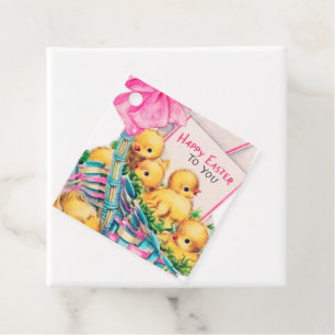 retro vintage Easter chicks basket party Favour Tags