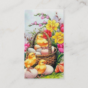 retro vintage Easter chicks Holiday add greeting Business Card