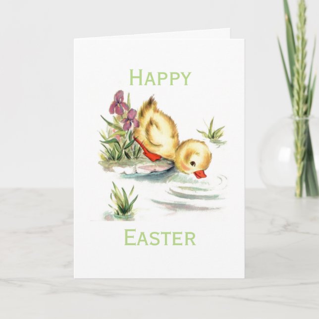 Retro/Vintage Easter Duckling Holiday Card (Front)