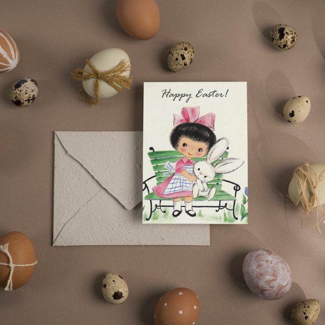 Retro vintage Easter girl Holiday postcard (Creator Uploaded)