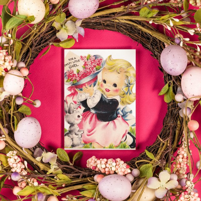 Retro vintage Easter girls Holiday Card (Creator Uploaded)