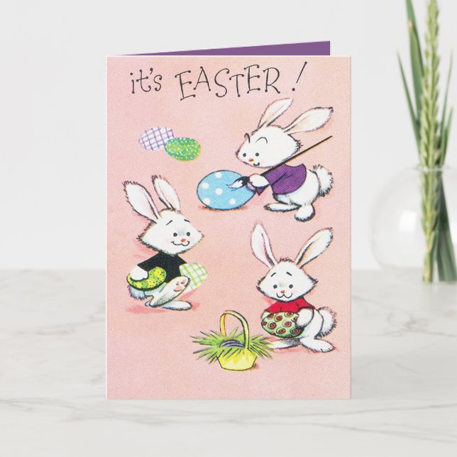 Retro vintage Easter Holiday bunny Card (Front)