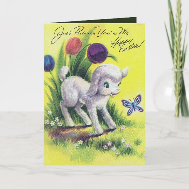 Retro vintage Easter lamb Holiday card (Front)