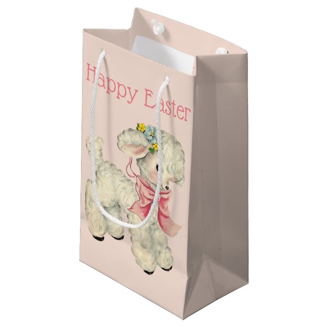 Retro/Vintage Easter Lamb Small Gift Bag (Front Angled)