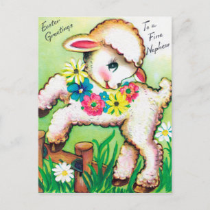 Retro vintage Easter Nephew lamb postcard
