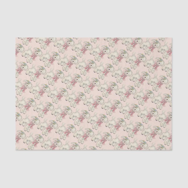 Retro/Vintage Easter/New Baby Lamb Tissue Paper (Front)