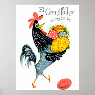 retro vintage Easter rooster Grandpa Poster