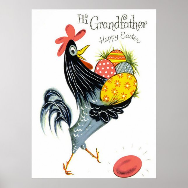 retro vintage Easter rooster Grandpa Poster (Front)
