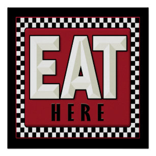 Retro - Vintage EAT HERE  Poster