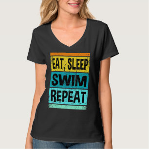 Retro Vintage Eat Sleep Swim Repeat Swimming Swimm T-Shirt
