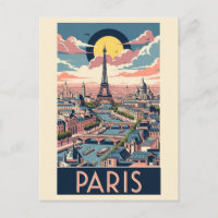 Retro Vintage Eiffel Tower Paris France Seine