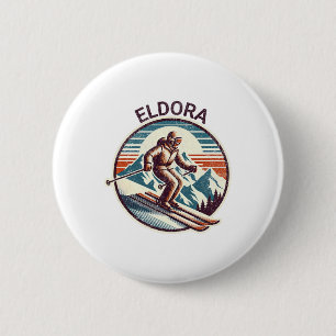 Retro Vintage Eldora Colorado Ski Resort Winter Sk 6 Cm Round Badge