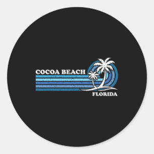 Retro Vintage Family Vacation Florida Cocoa Beach  Classic Round Sticker