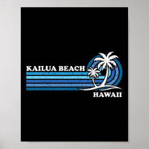 Retro Vintage Family Vacation Hawaii Kailua Beach Poster