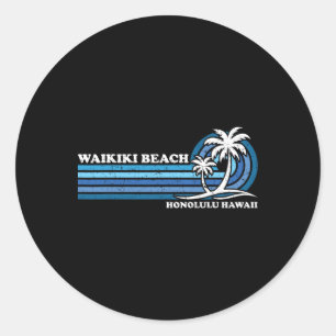 Retro Vintage Family Vacation Honolulu Hawaii Waik Classic Round Sticker