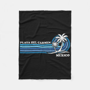 Retro Vintage Family Vacation Mexico Playa Del Car Fleece Blanket