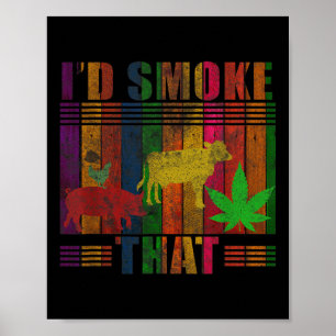 Retro Vintage Farm Animals Id Smoke That Funny Col Poster