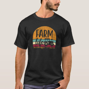 Retro Vintage Farm Life Farming Tractor Family Far T-Shirt