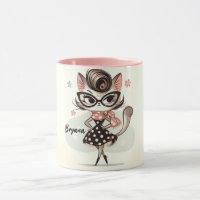 Retro Vintage Feminine Kitten With Cat Eye Glasses