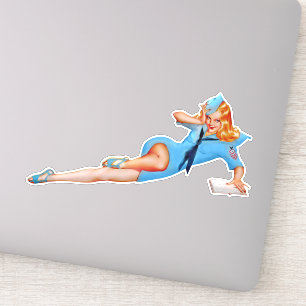 Retro Vintage Fight Attendant Pin-up Girl