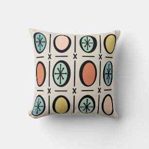 Retro Vintage Filled Ovals Pattern Pastels Cushion