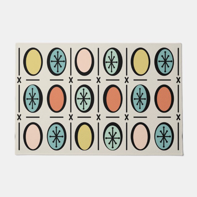 Retro Vintage Filled Ovals Pattern Pastels Doormat (Front)