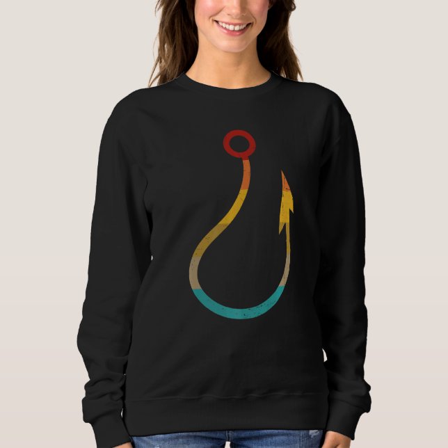Retro Vintage Fish Hook Fishing   Sweatshirt (Front)