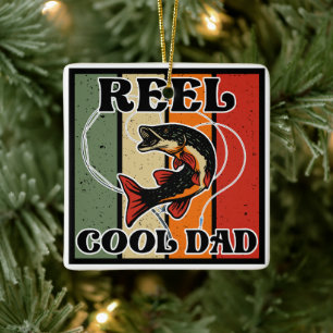Retro Vintage Fishing Reel Cool Dad Fishing Lover Ceramic Ornament