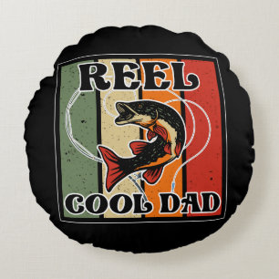 Retro Vintage Fishing Reel Cool Dad Fishing Lover Round Cushion