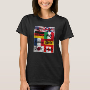 Retro Vintage Flags of The World Illustration Grap T-Shirt