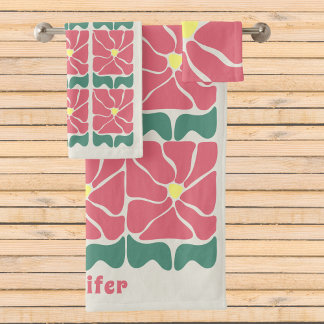 Retro vintage flower pattern bath towel set