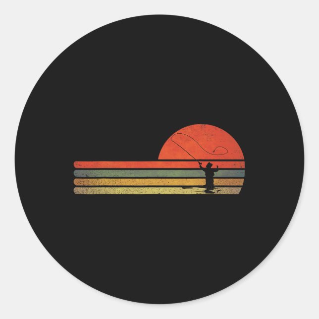 Retro Vintage Fly Fishing  Classic Round Sticker (Front)