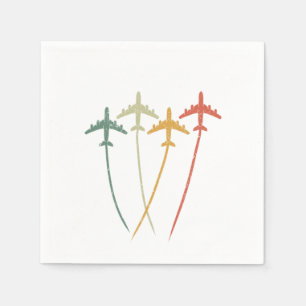 Retro Vintage Flying Aeroplanes Aircrafts Aviation Napkin