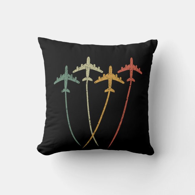 Retro Vintage Flying Airplanes Aircrafts Aviation  Cushion (Front)