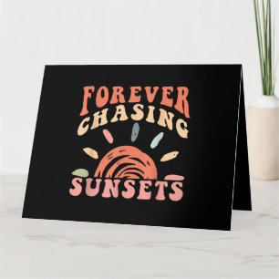 Retro Vintage Forever Chasing Sunsets Summer Vacat Card