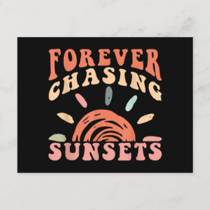 Retro Vintage Forever Chasing Sunsets Summer Vacat Enclosure Card