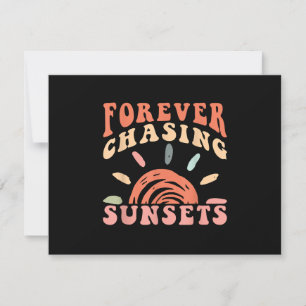 Retro Vintage Forever Chasing Sunsets Summer Vacat RSVP Card