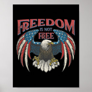 Retro Vintage Freedom Is Not Free Eagle Usa Flag 4 Poster
