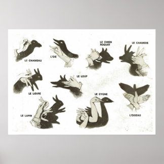 Retro vintage French shapes for shadow puppets Poster