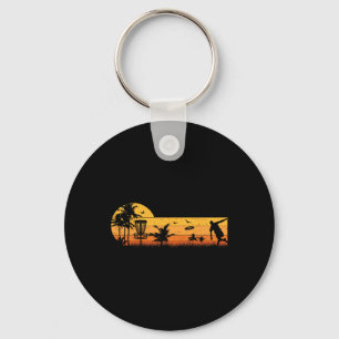 Retro Vintage Frisbee Golf Player Design Disc Golf Key Ring
