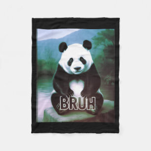 Retro Vintage Funny Bruh Panda Slang Meme Animal L Fleece Blanket