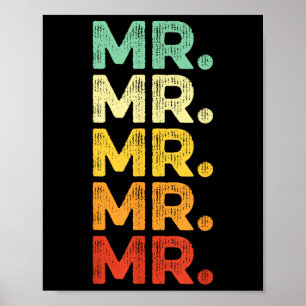 Retro Vintage Future Mr Groom Fiancé Engagement Ba Poster