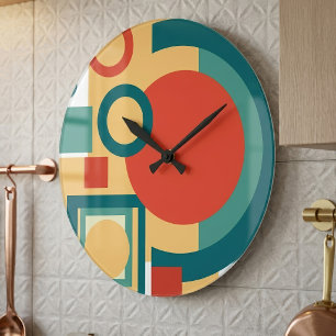 Retro vintage geometric risograph, risoprint  large clock