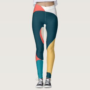 Retro vintage geometric risograph, risoprint  leggings