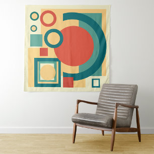 Retro vintage geometric risograph, risoprint tapestry