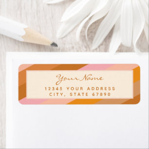 Retro Vintage Geometric Warm Pink Return Address